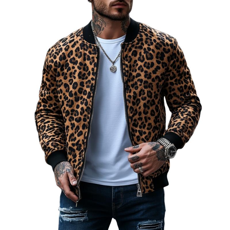 Men’s Basics Leopard Print Bomber Jacket Y