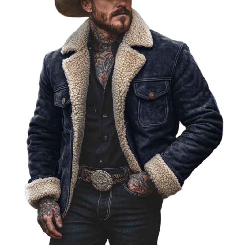 Men’s Vintage Suede Lambswool Lining Warm Jacket Y Men’s Vintage Suede Lambswool Lining Warm Jacket Y