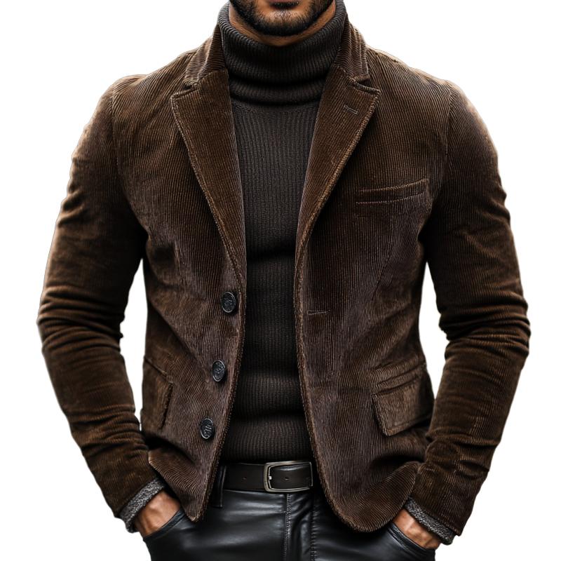 Men’s Vintage Notched Lapel Thick Corduroy Slim Blazer M Men’s Vintage Notched Lapel Thick Corduroy Slim Blazer M