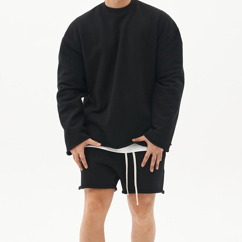 Men’s Fashion Solid Color Loose Rolled Sweatshirt Shorts Set Z Men’s Fashion Solid Color Loose Rolled Sweatshirt Shorts Set Z