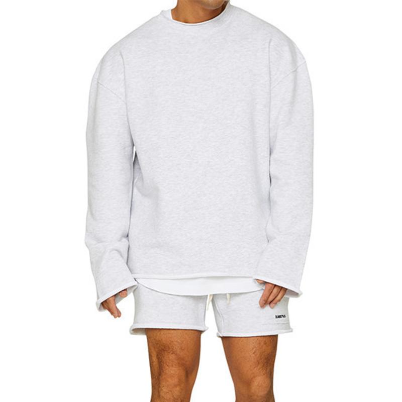 Men’s Fashion Solid Color Loose Rolled Sweatshirt Shorts Set Z Men’s Fashion Solid Color Loose Rolled Sweatshirt Shorts Set Z