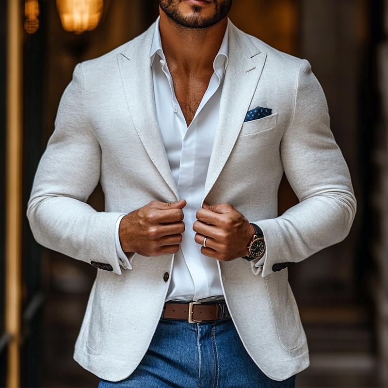 【-hour shipping out】Men’s Fashion Solid Color Peak Lapel Two Buttons Casual Blazer Z 【-hour shipping out】Men’s Fashion Solid Color Peak Lapel Two Buttons Casual Blazer Z