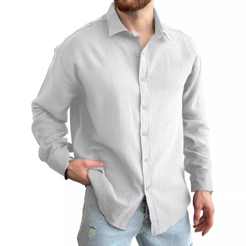 Men’s Solid Long Sleeve Lapel Shirt Y Men’s Solid Long Sleeve Lapel Shirt Y