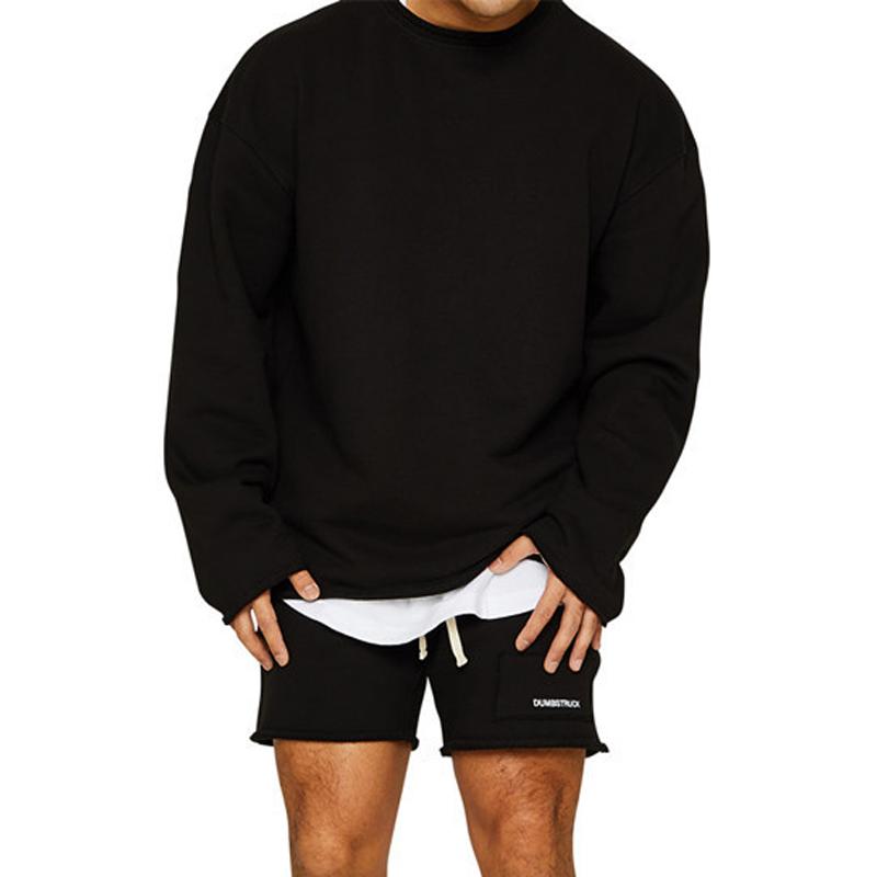 Men’s Fashion Solid Color Loose Rolled Sweatshirt Shorts Set Z Men’s Fashion Solid Color Loose Rolled Sweatshirt Shorts Set Z