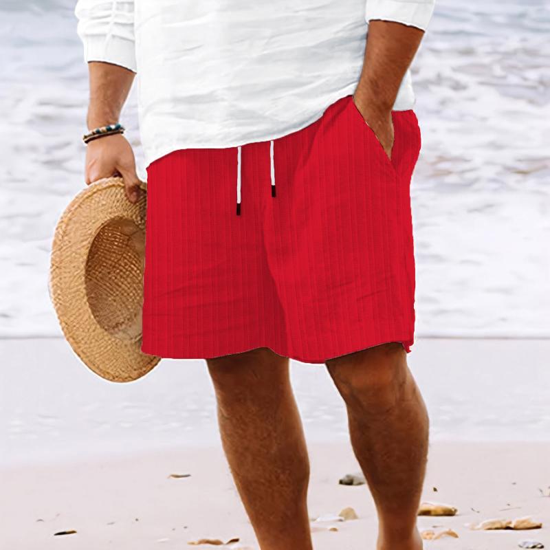 Men’s Cotton Blend Striped Beach Drawstring Shorts Y Men’s Cotton Blend Striped Beach Drawstring Shorts Y