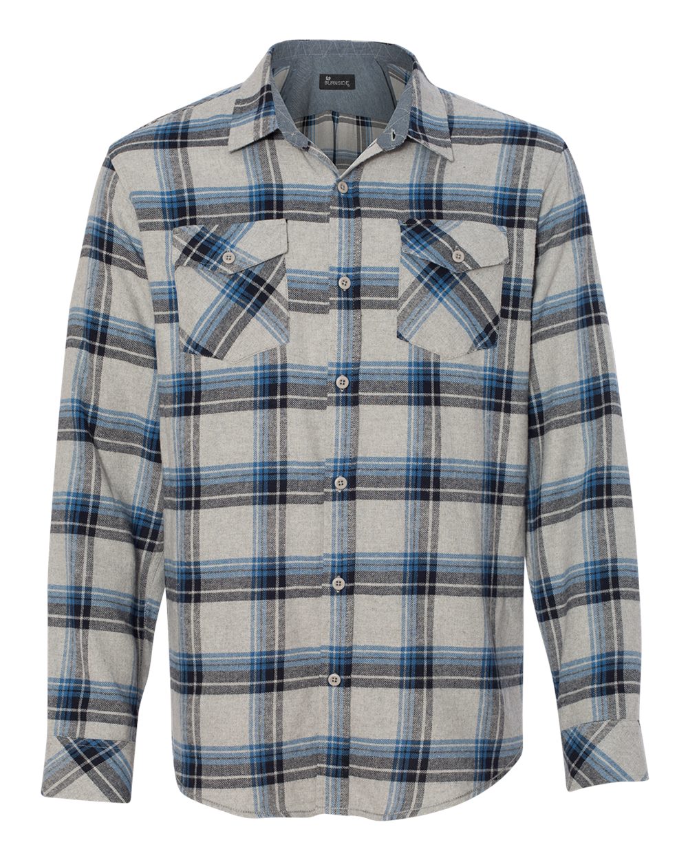 Burnside – – Yarn – Dyed Flannel Shirt – Grey Blue – Burnside – – Yarn – Dyed Flannel Shirt – Grey Blue –