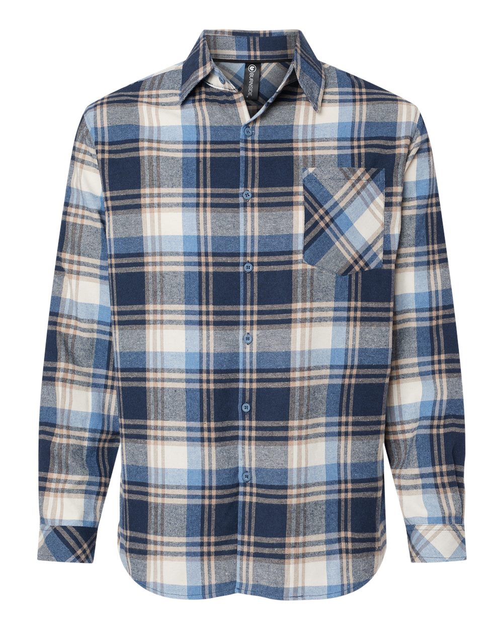Burnside – – Open Pocket Flannel Shirt – Blue Ecru Burnside – – Open Pocket Flannel Shirt – Blue Ecru