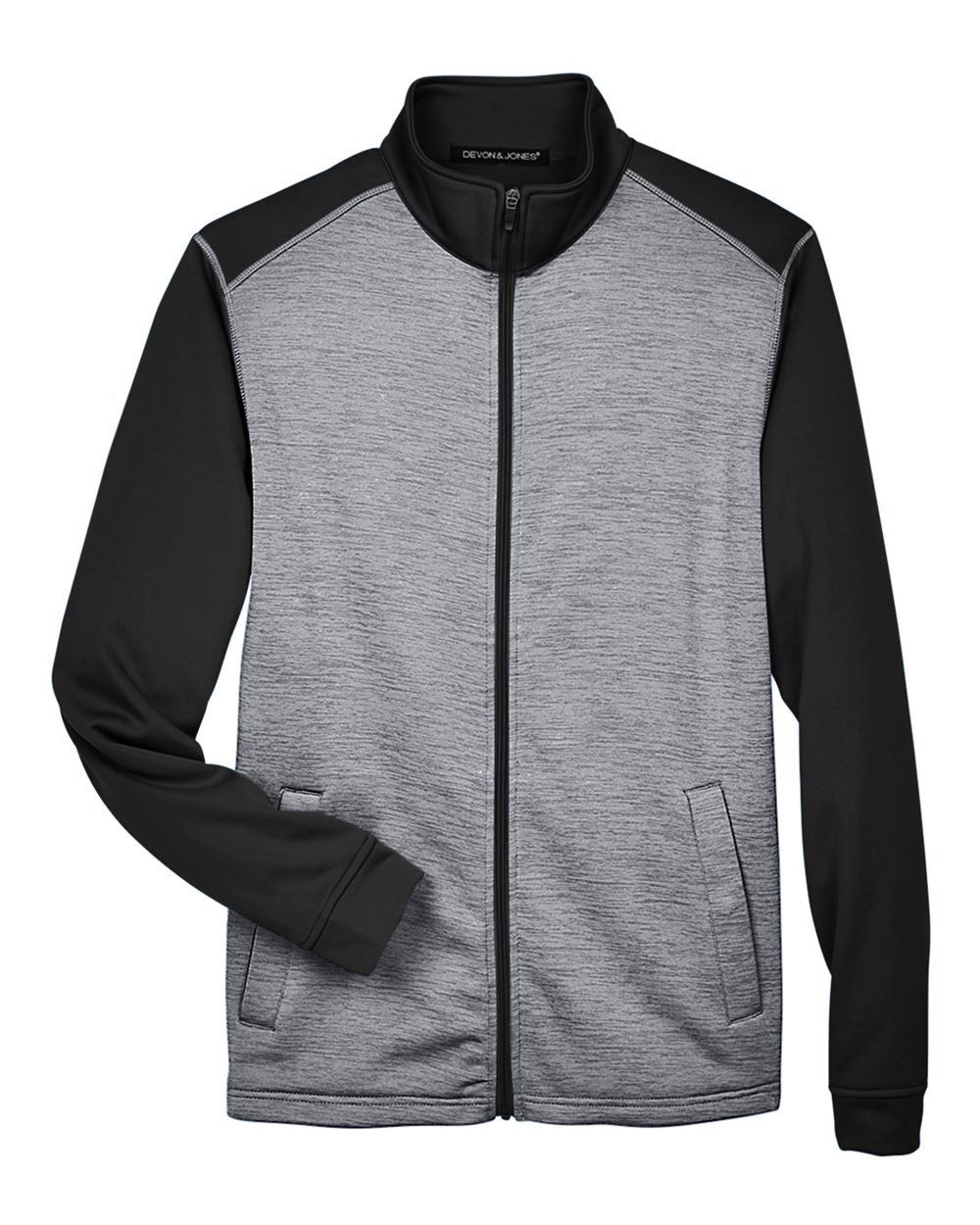 Devon & Jones – DG – Men’s Newbury Colorblock Mlange Fleece Full – Zip jacket – Black Heather Dark Grey Heather Devon & Jones – DG – Men’s Newbury Colorblock Mlange Fleece Full – Zip jacket – Black Heather Dark Grey Heather