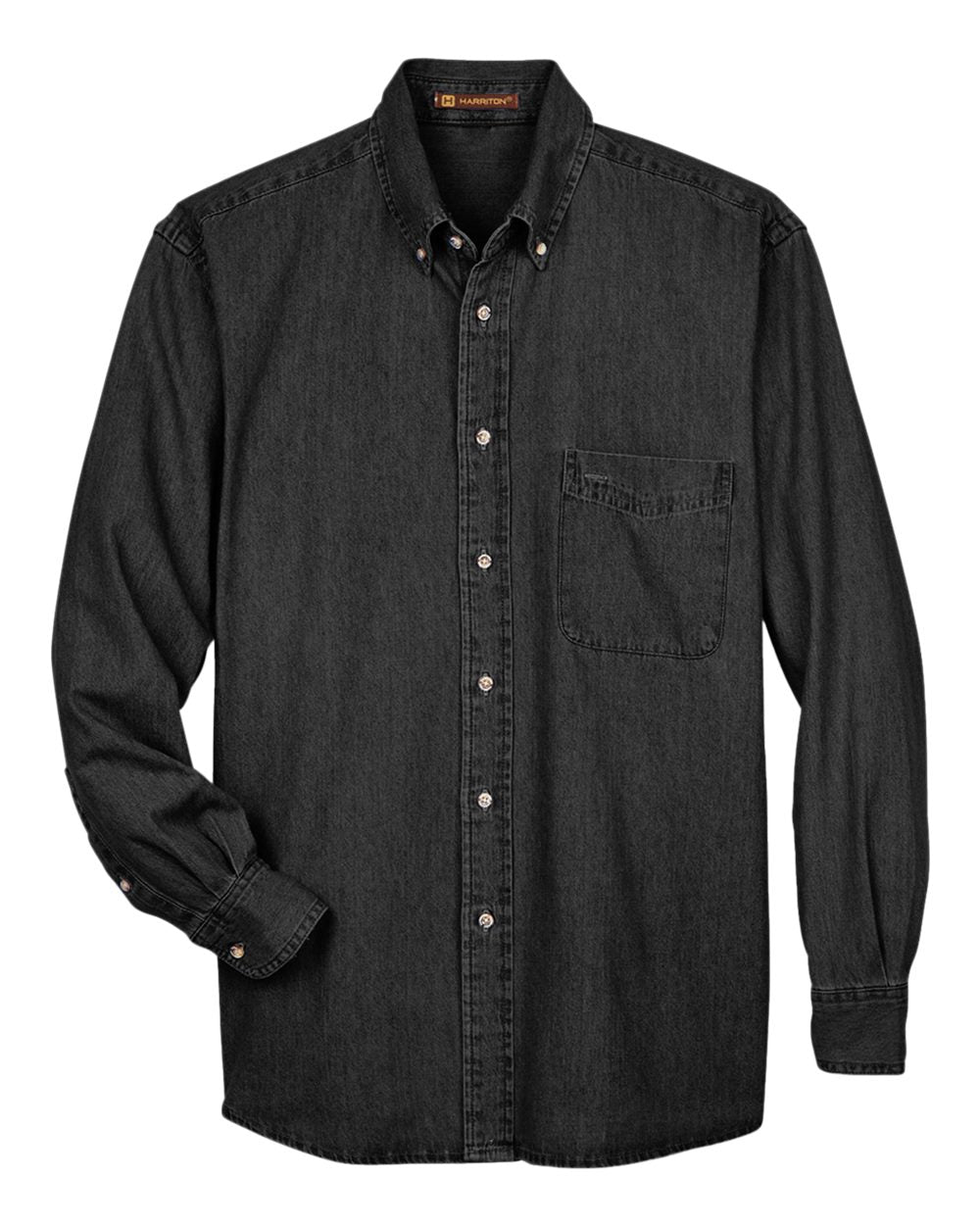 Harriton – MT – Men’s Tall Long Sleeve Denim Shirt – Washed Black – T