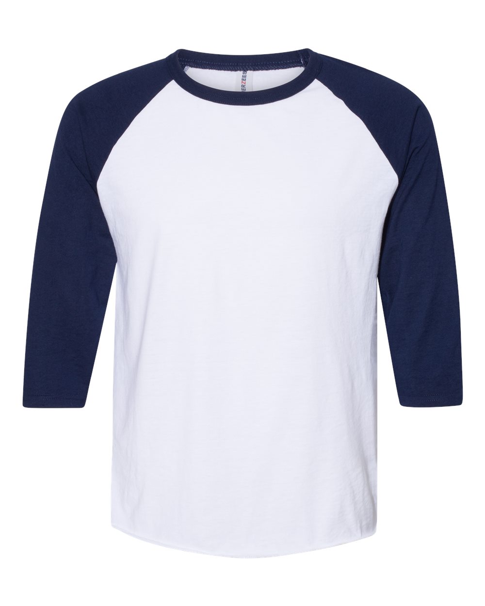 JERZEES – RR – Premium Blend Ringspun Three – Quarter Sleeve Raglan Baseball T – Shirt – White J. Navy
