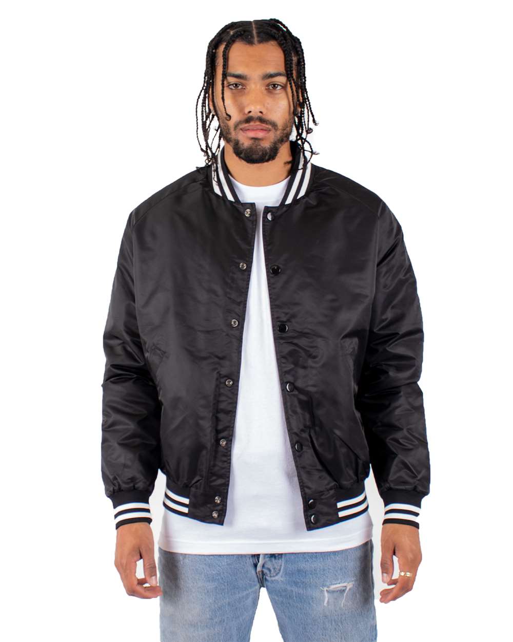 Shaka Wear – SHVBJ – Varsity Bomber Jacket – Black – Shaka Wear – SHVBJ – Varsity Bomber Jacket – Black –