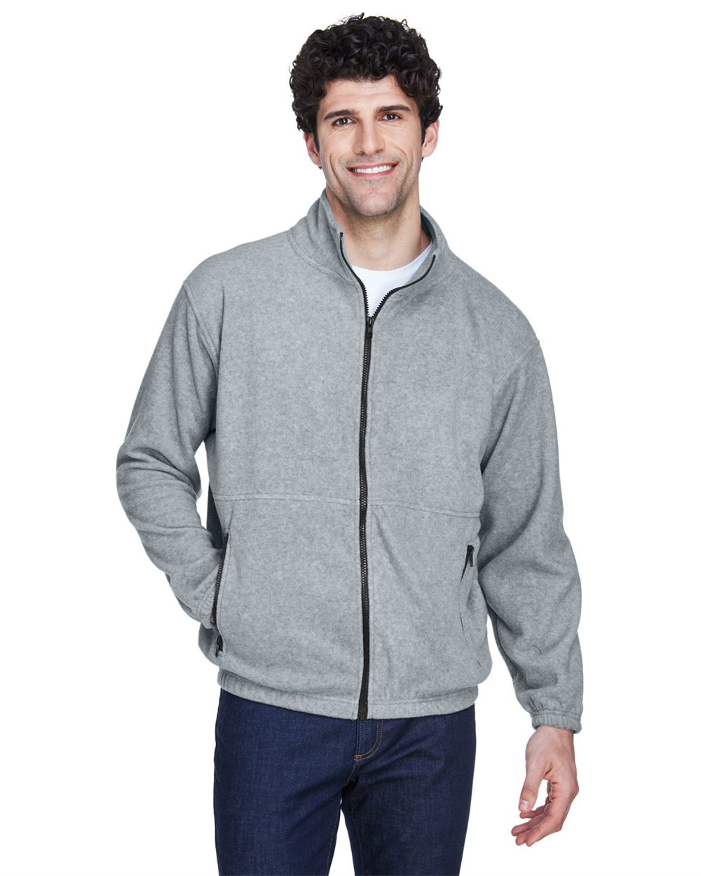 UltraClub – – Men’s Iceberg Fleece Full – Zip Jacket – Grey Heather –
