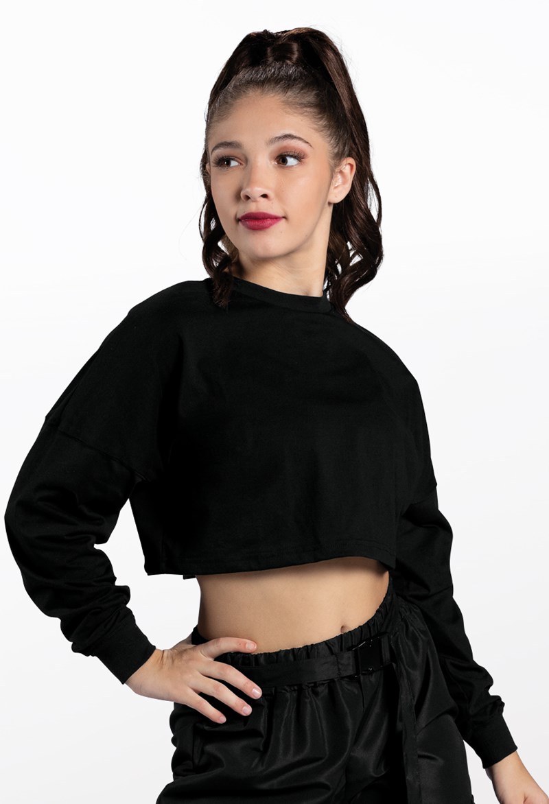 Cropped Long Sleeve Tee – Black – Small Adult – Dance Top PT Cropped Long Sleeve Tee – Black – Small Adult – Dance Top PT