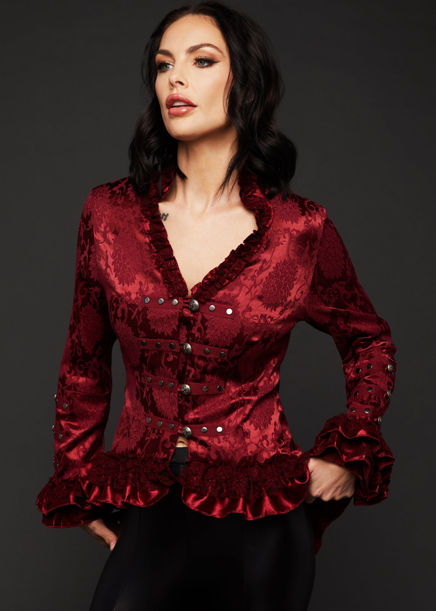 Burgundy Red Tail Jacket Gothic Steampunk Coat – Red Burgundy Red Tail Jacket Gothic Steampunk Coat – Red