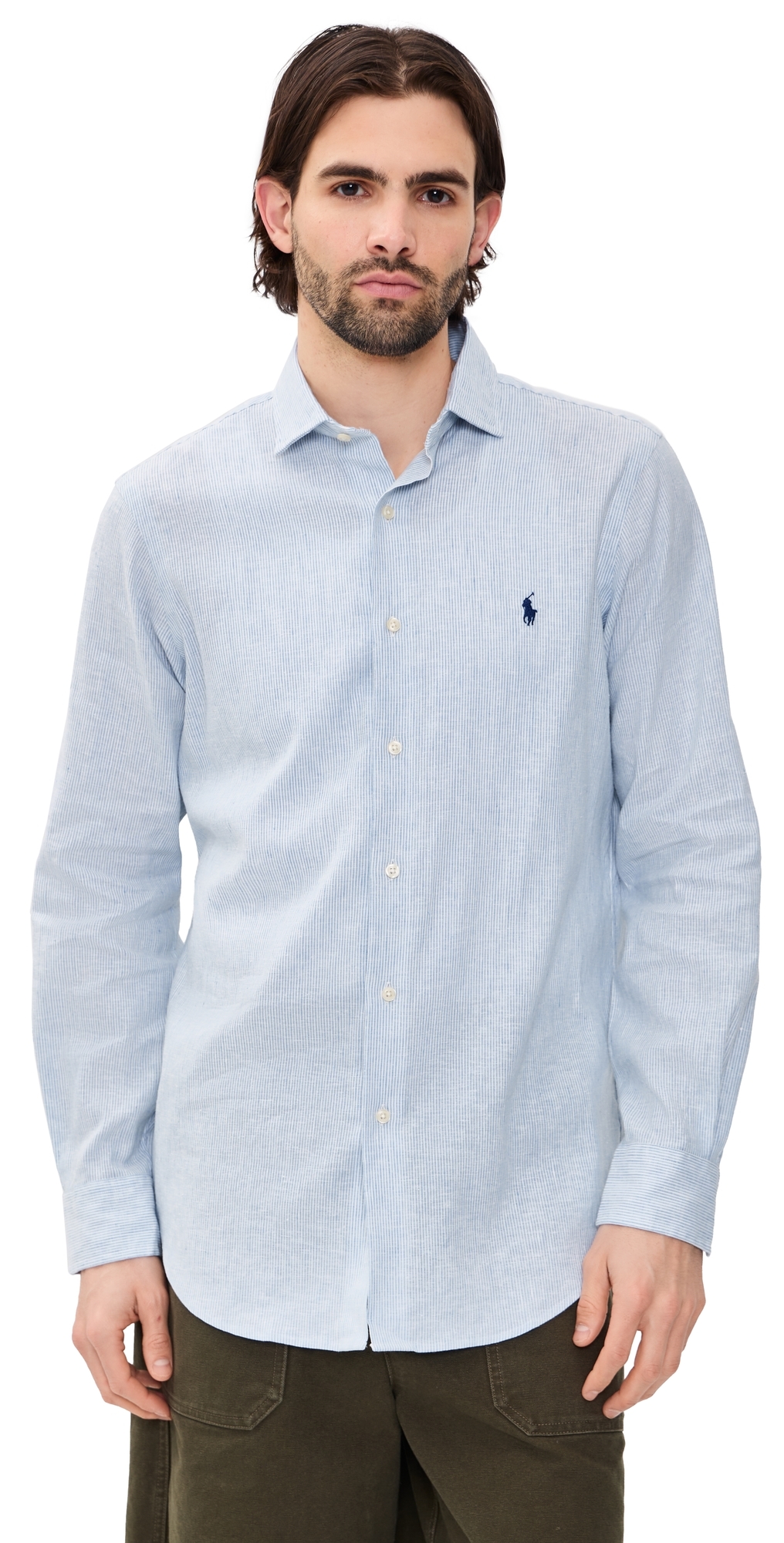 Polo Ralph Lauren Striped Linen Shirt Cabana Blue White Polo Ralph Lauren Striped Linen Shirt Cabana Blue White