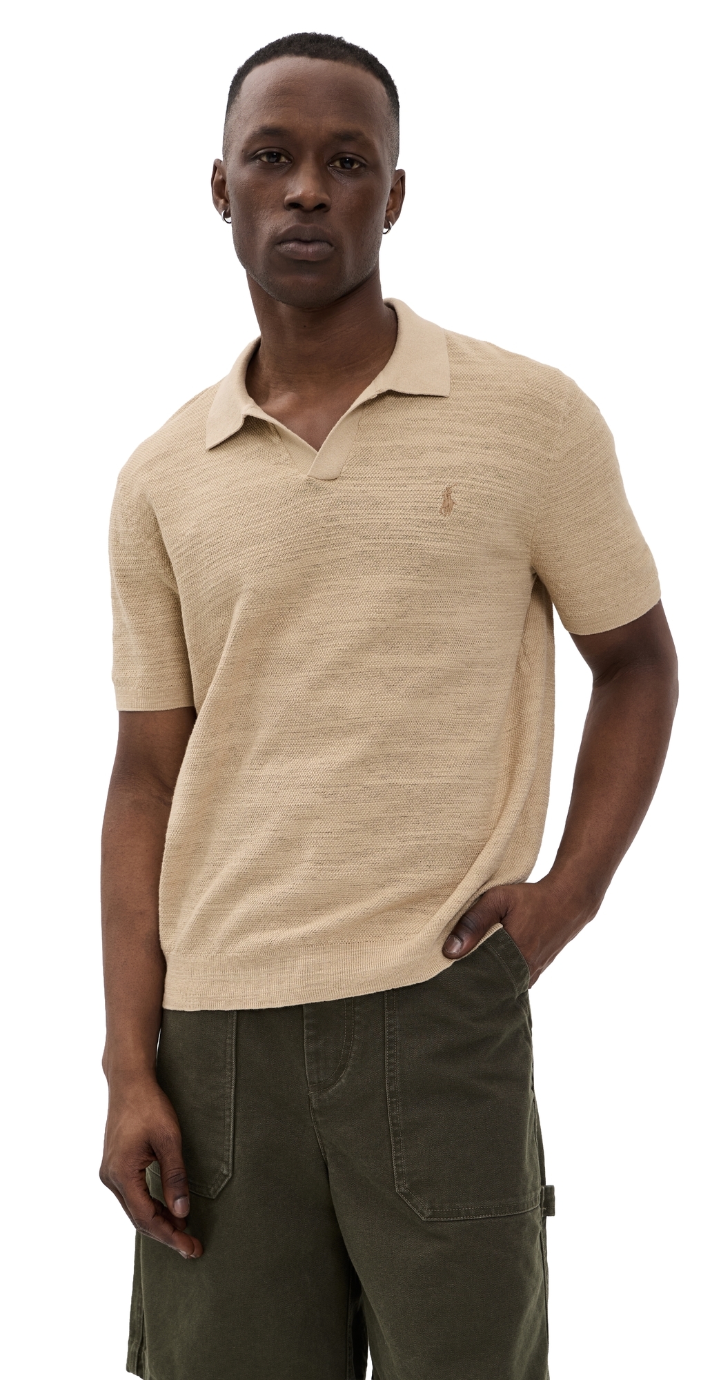 Polo Ralph Lauren Textured Cotton Polo Shirt Dune TanDeckwash White Polo Ralph Lauren Textured Cotton Polo Shirt Dune TanDeckwash White