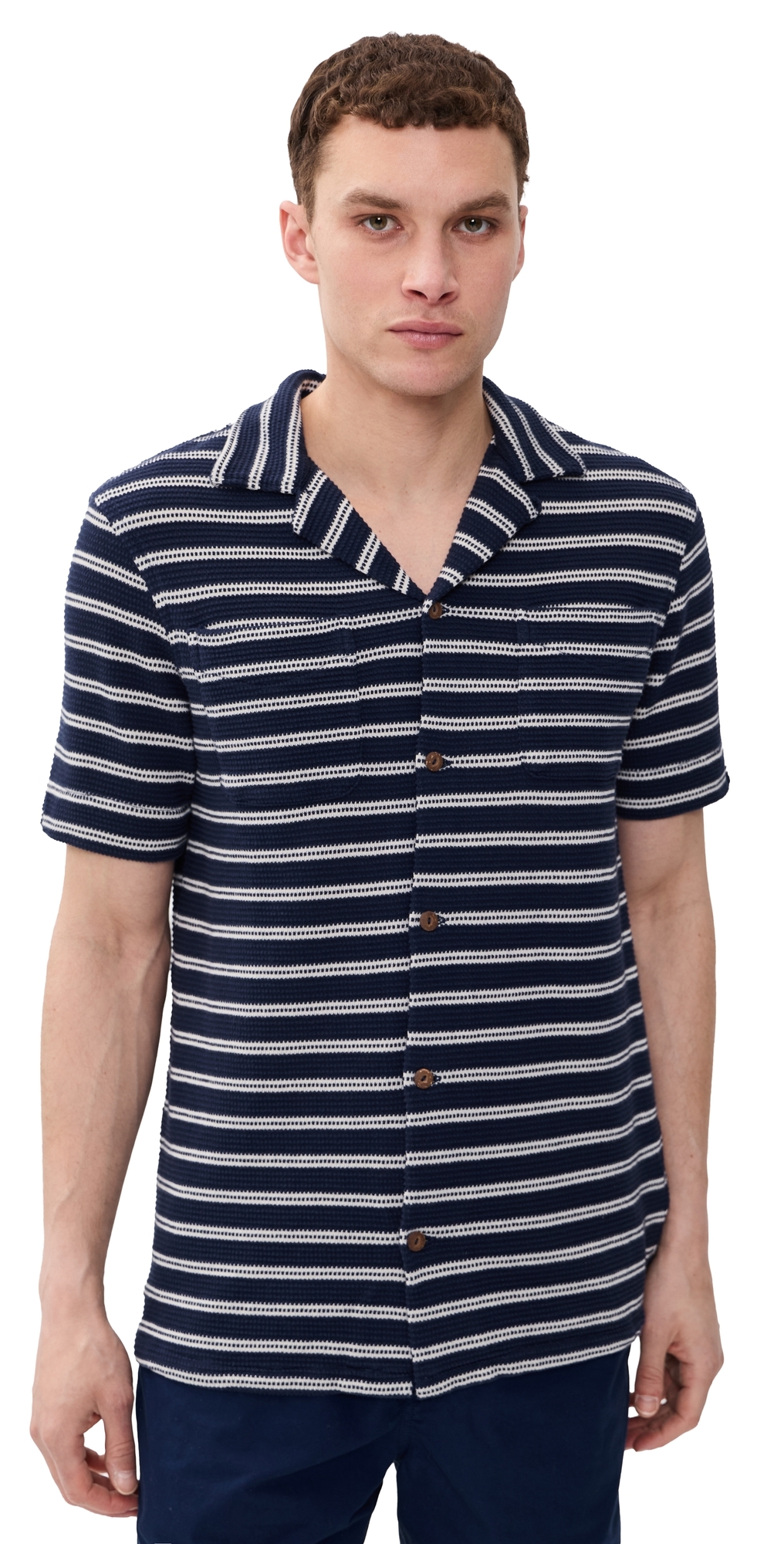 Polo Ralph Lauren Short Sleeve Stripe Knit Collared Shirt Newport NavyPale Cream Polo Ralph Lauren Short Sleeve Stripe Knit Collared Shirt Newport NavyPale Cream