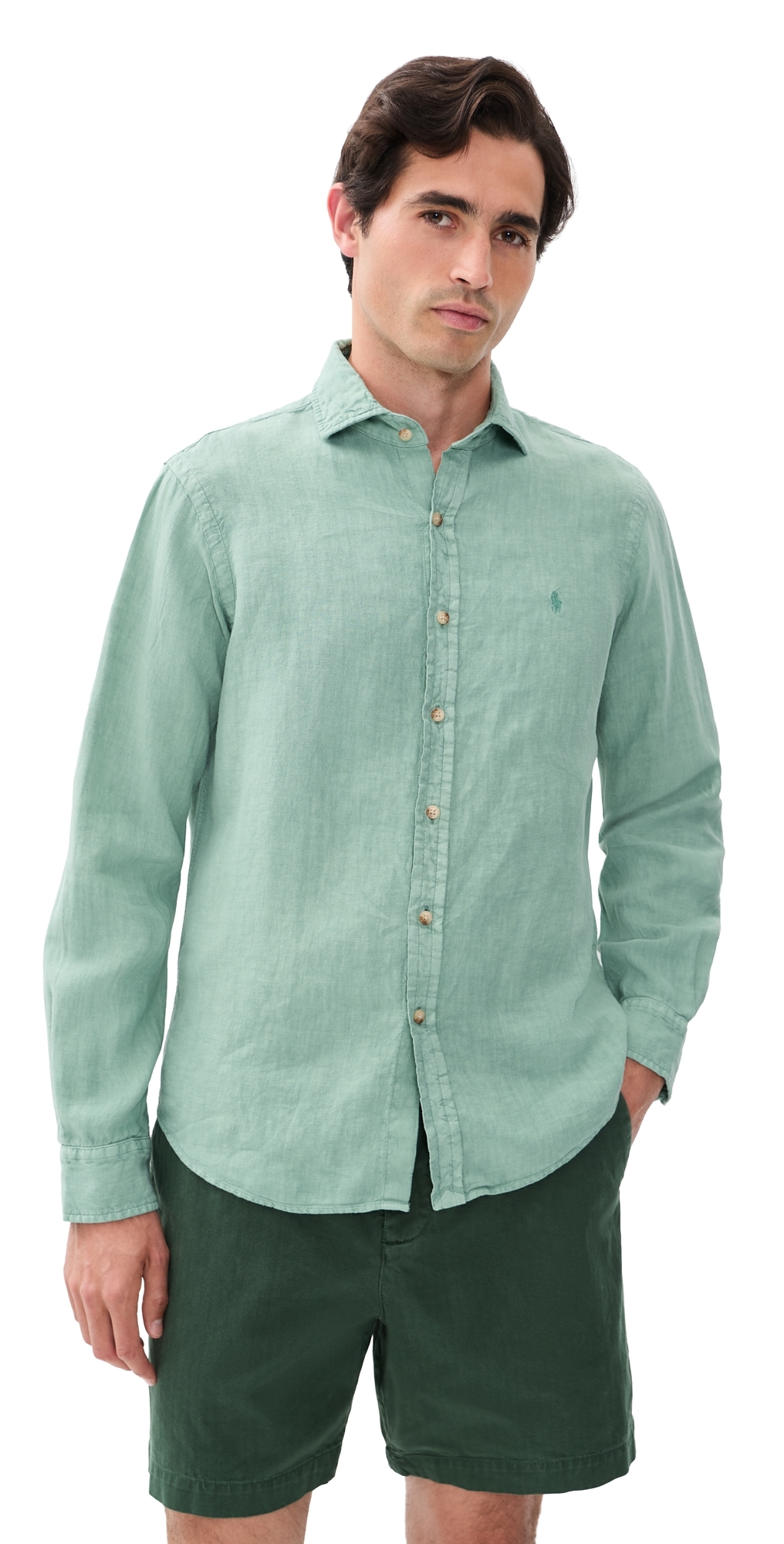 Polo Ralph Lauren Linen Button Down Shirt Faded Mint Polo Ralph Lauren Linen Button Down Shirt Faded Mint