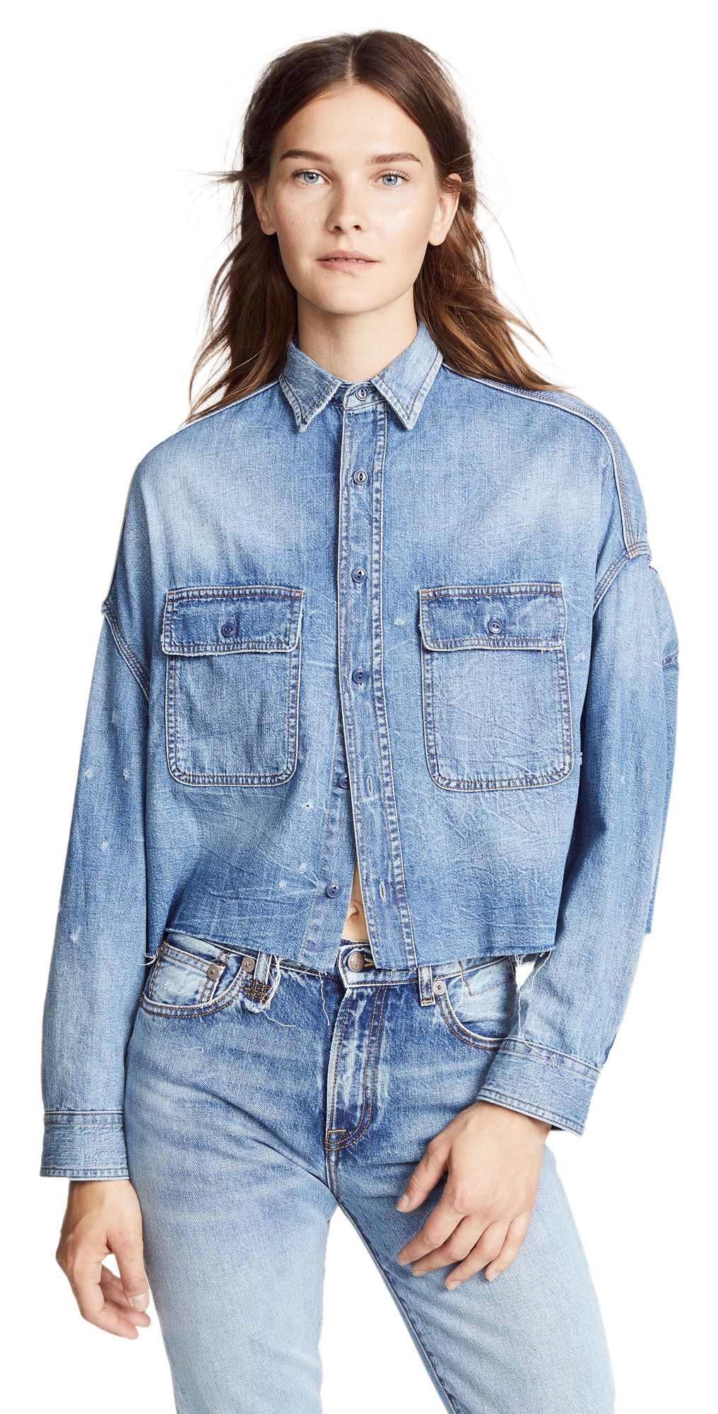 R Cropped Denim Shirt Brindley R Cropped Denim Shirt Brindley