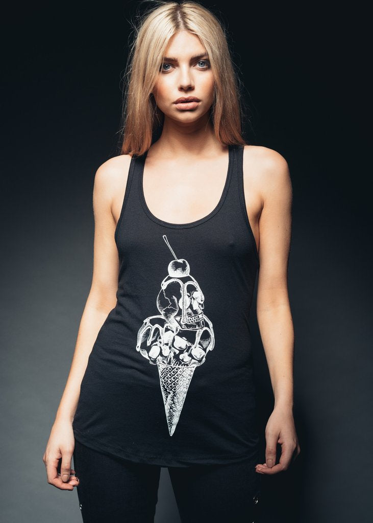 Summer Goth Ice Cream Skull Tank Top – L Black Summer Goth Ice Cream Skull Tank Top – L Black
