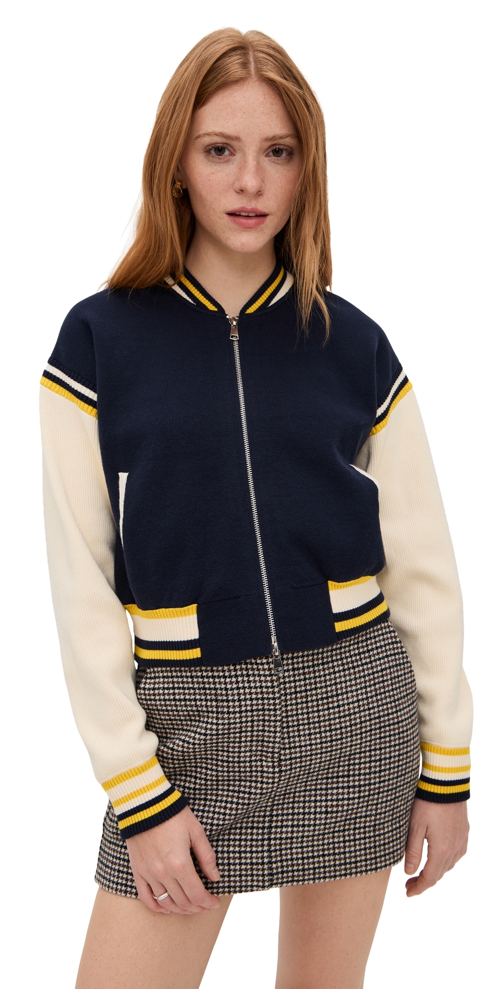 State & Lake Blake Varsity Jacket NavyWhiteYellow State & Lake Blake Varsity Jacket NavyWhiteYellow