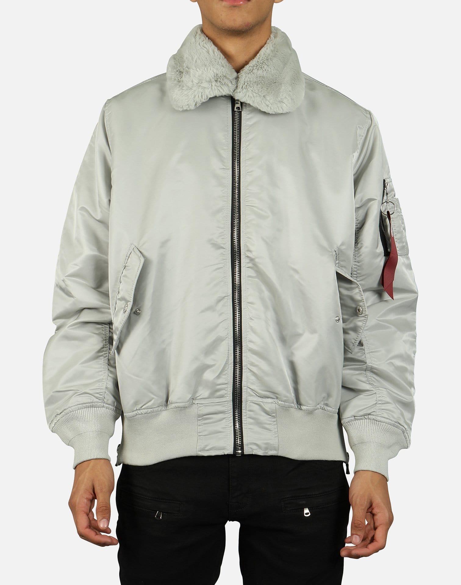 Smoke Rise MA FAUX FUR COLLAR BOMBER JACKET Smoke Rise MA FAUX FUR COLLAR BOMBER JACKET