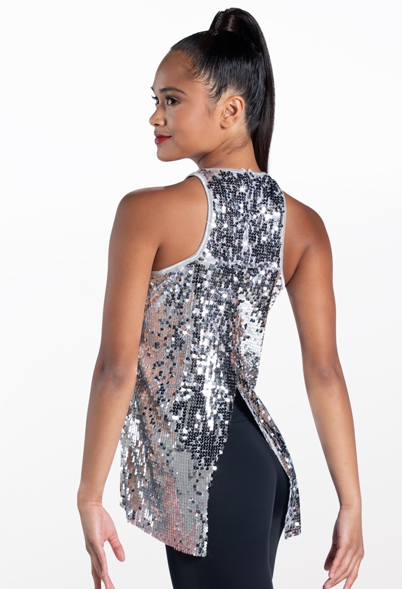 Ultra Sparkle Flyaway Tank Top – Silver – Large Adult – Dance Top SQ Ultra Sparkle Flyaway Tank Top – Silver – Large Adult – Dance Top SQ