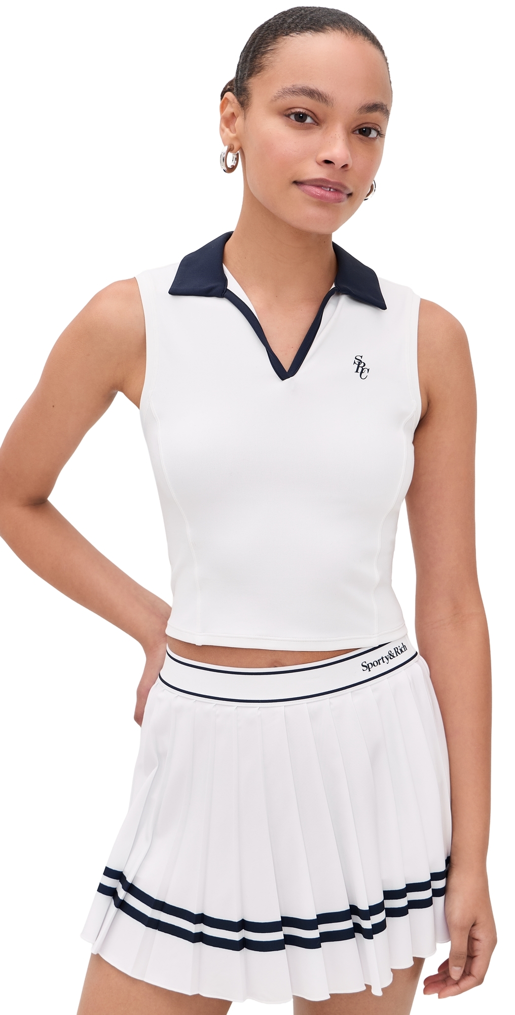 Sporty & Rich SRC Sports Polo Vest WhiteDark Navy Sporty & Rich SRC Sports Polo Vest WhiteDark Navy