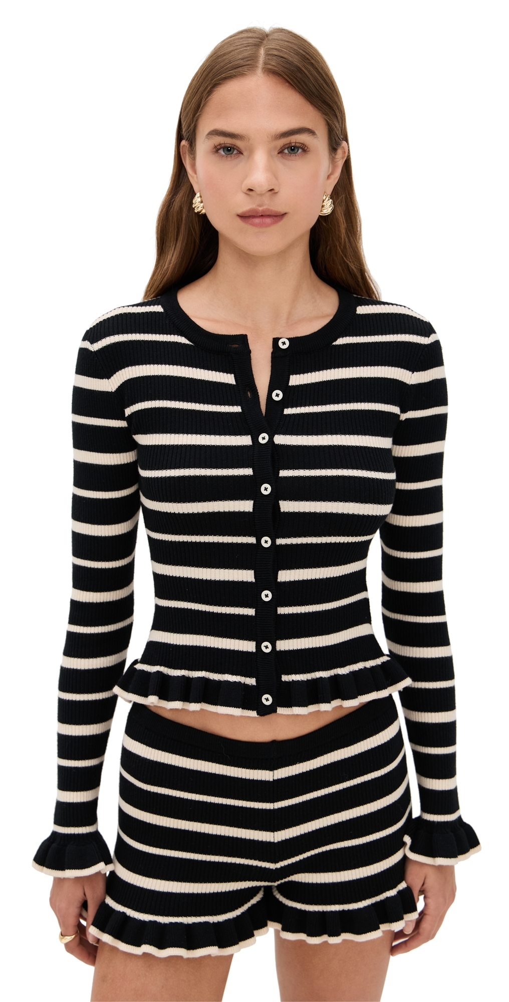 Seven Wonders Donna Long Sleeve Knit Top BlackCream Seven Wonders Donna Long Sleeve Knit Top BlackCream