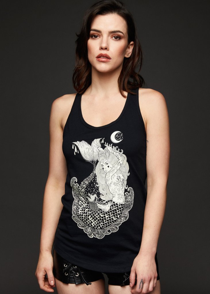 Mermaid Vibes Black Loose Fit Tank Top – Black Mermaid Vibes Black Loose Fit Tank Top – Black