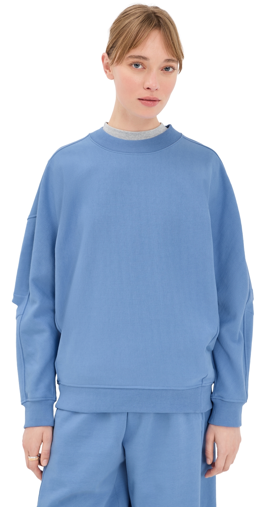 Tibi Cocoon Crewneck Sweatshirt Light Blue Tibi Cocoon Crewneck Sweatshirt Light Blue