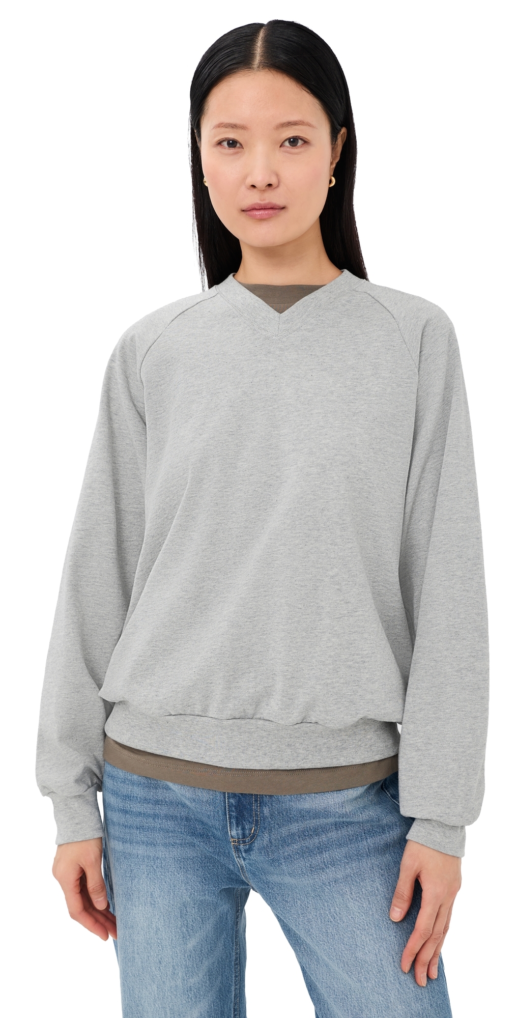 Tibi Perfect Shirt Vintage Sweatshirt Heather Grey
