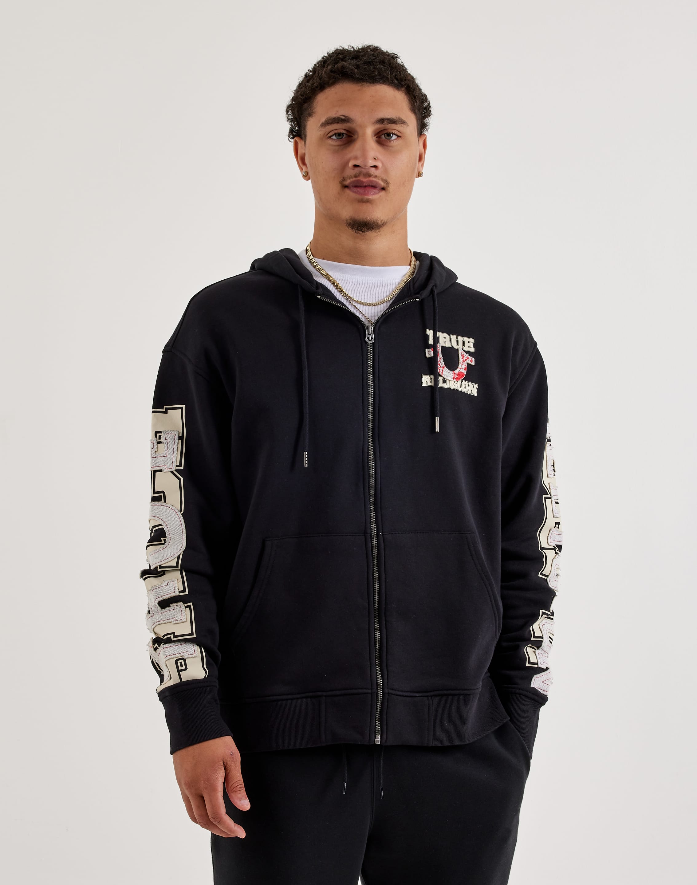 True Religion Applique Full-Zip Fleece Hoodie True Religion Applique Full-Zip Fleece Hoodie