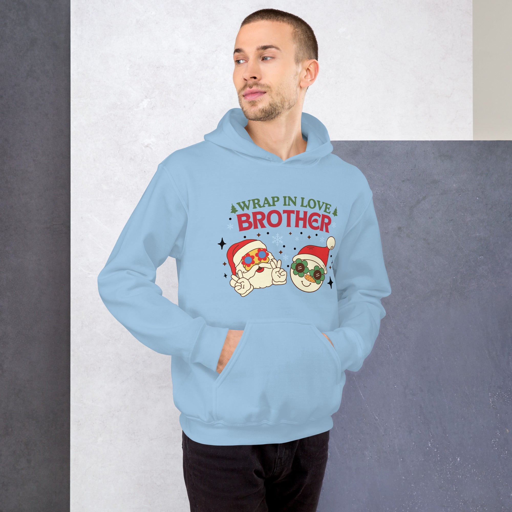 Groovy Christmas Vibes for Brothers Cozy Hoodie Groovy Christmas Vibes for Brothers Cozy Hoodie