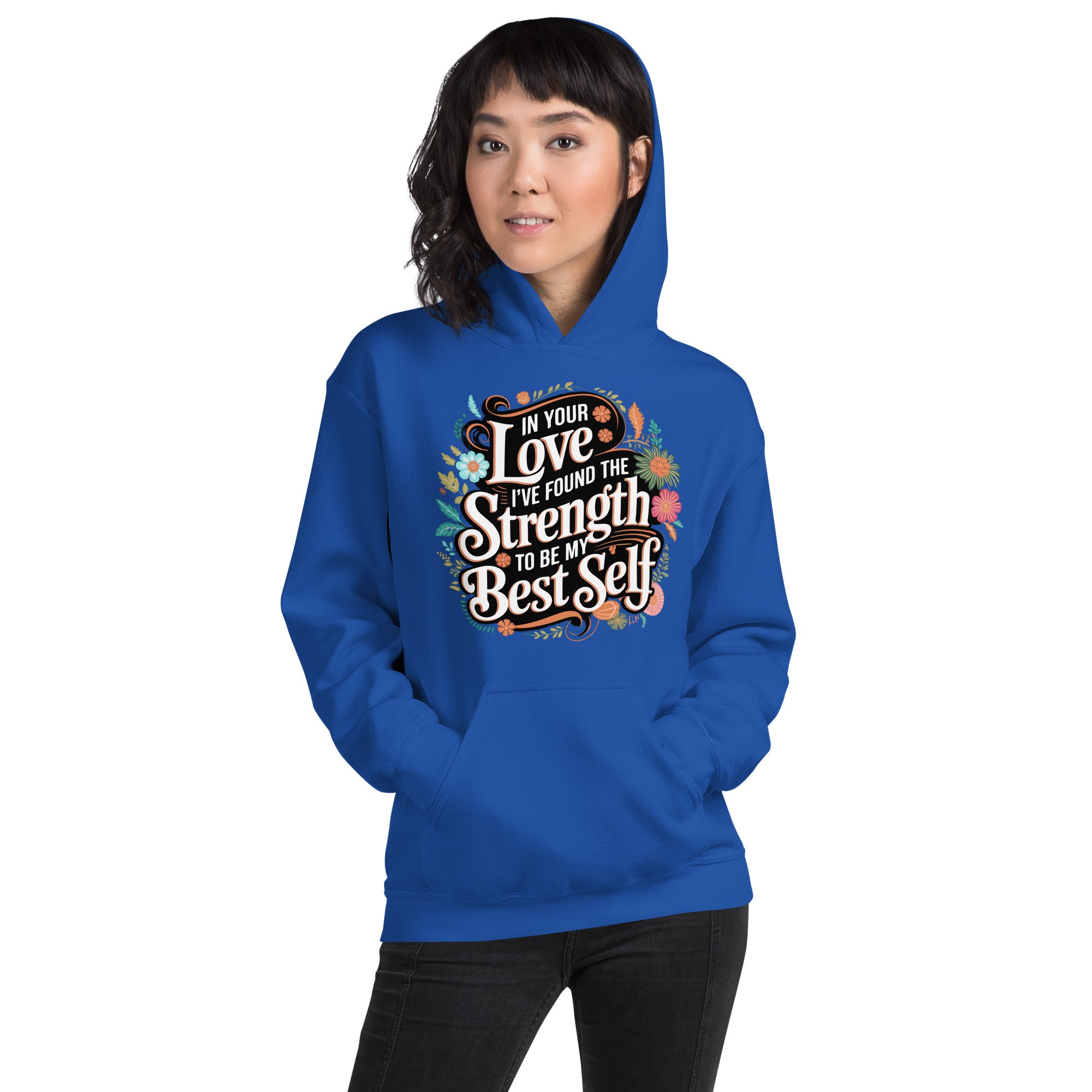 Empowered by Your Love Elegant Floral Hoodie for Her Empowered by Your Love Elegant Floral Hoodie for Her