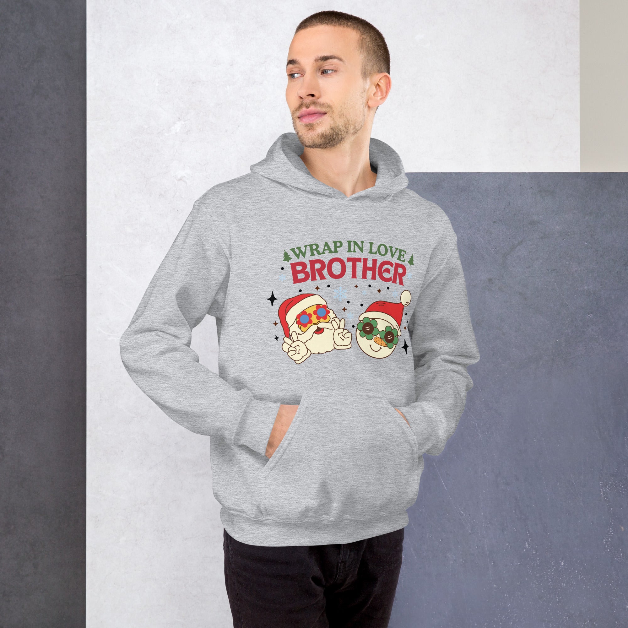 Groovy Christmas Vibes for Brothers Cozy Hoodie Groovy Christmas Vibes for Brothers Cozy Hoodie