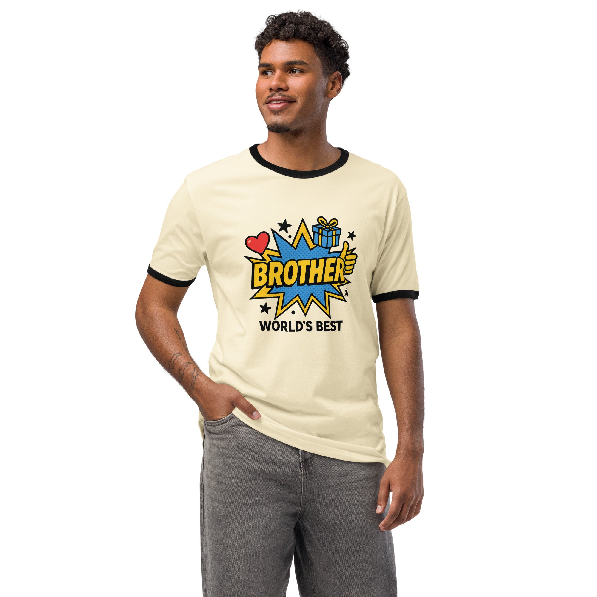 Celebrate Your Brother World’s Best Unisex Ringer shirt – Natural Black Celebrate Your Brother World’s Best Unisex Ringer shirt – Natural Black