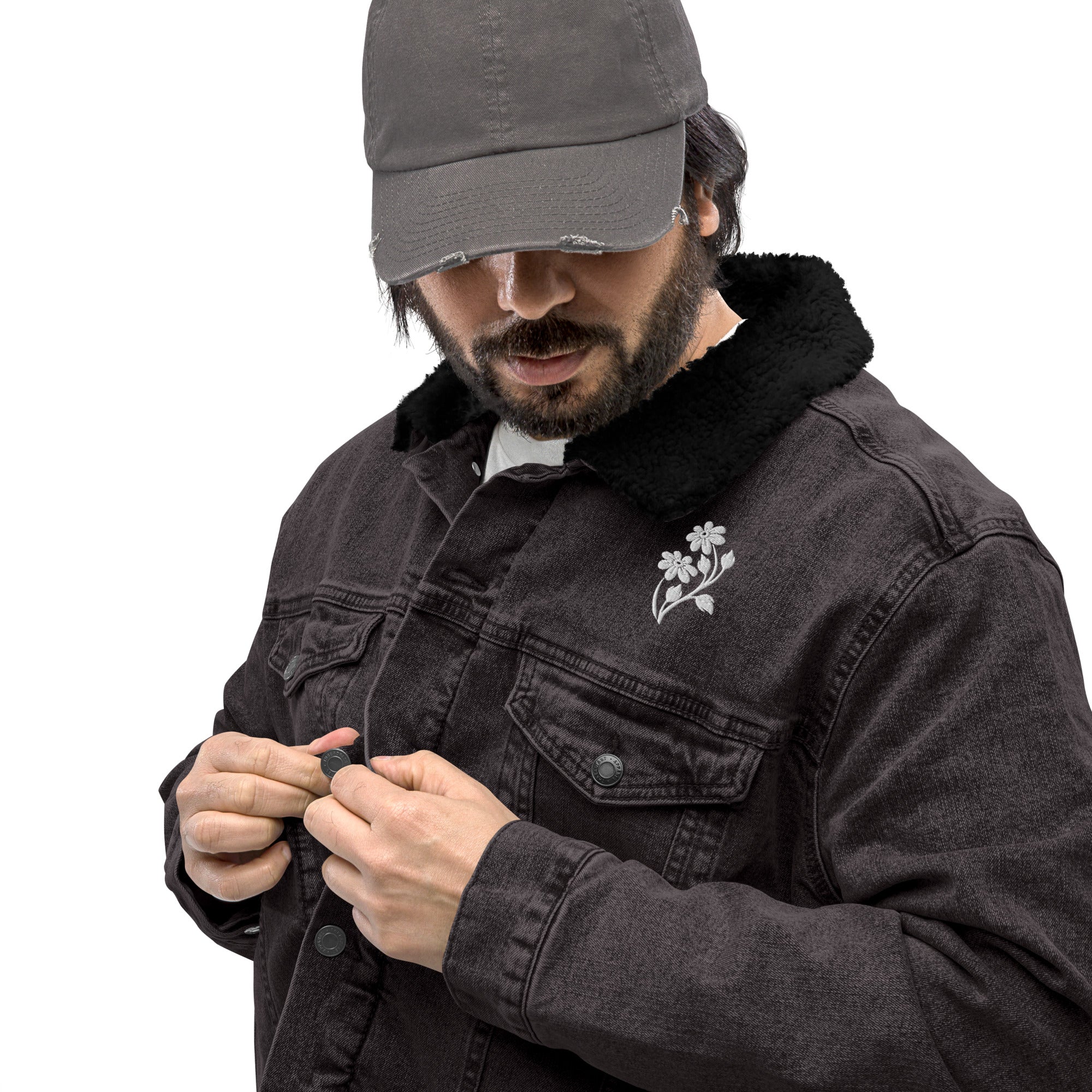 Embrace the Bloom – Unisex Denim Sherpa Jacket Embrace the Bloom – Unisex Denim Sherpa Jacket