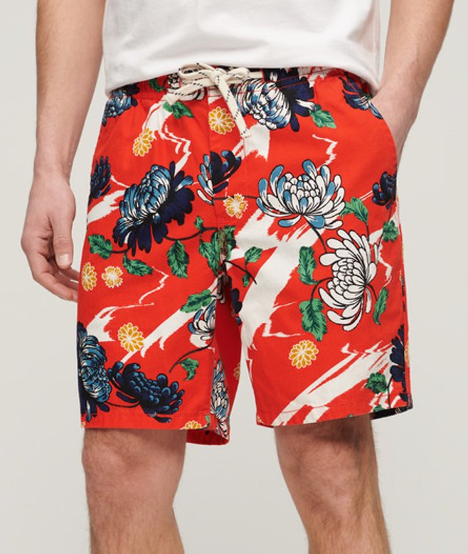 Superdry Men’s Mens Floral Print Bermuda Shorts, Orange