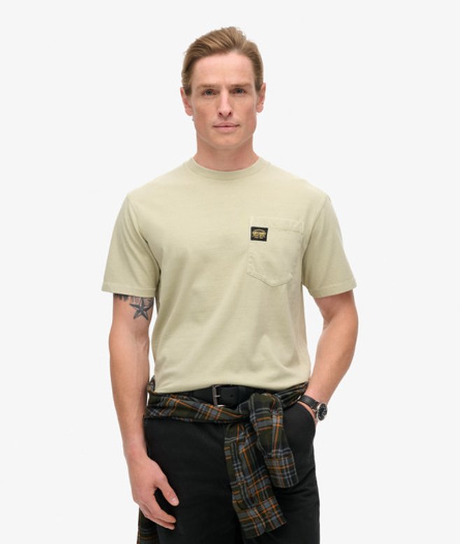 Superdry Men’s Contrast Stitch Pocket shirt Beige Superdry Men’s Contrast Stitch Pocket shirt Beige