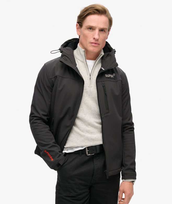 Superdry Men’s Hooded Ripstop Softshell Trekker Jacket Black