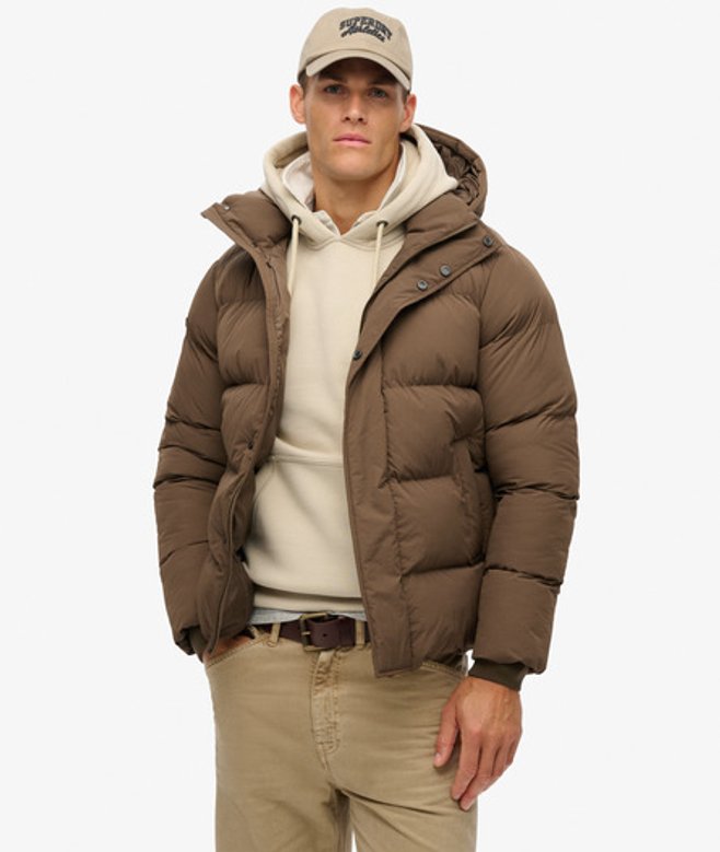 Superdry Men’s Hooded Puffer Jacket Brown Superdry Men’s Hooded Puffer Jacket Brown