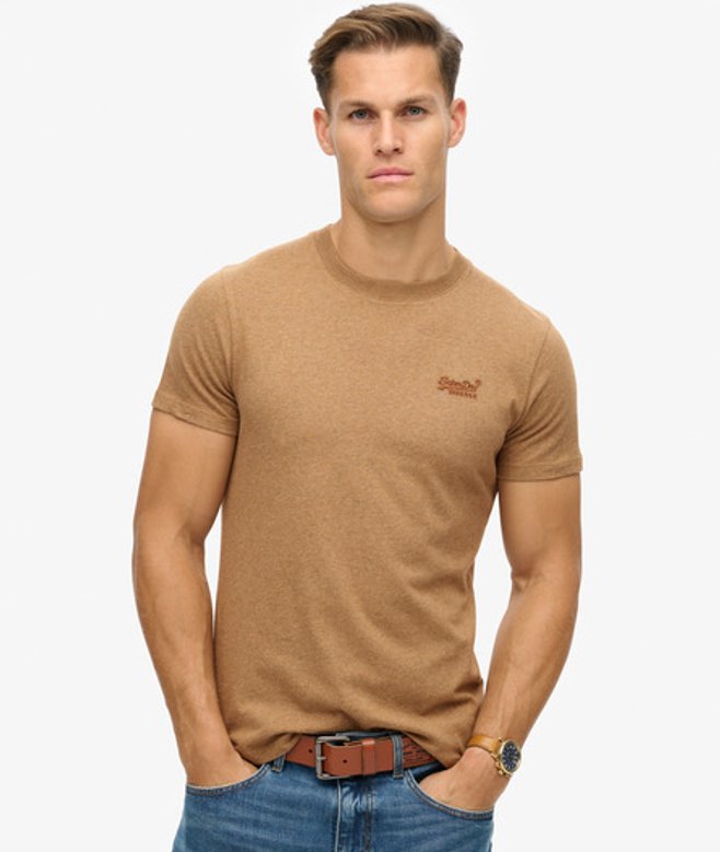 Superdry Men’s Men’s Organic Cotton Essential Logo shirt Brown Buck Tan Brown Marl Superdry Men’s Men’s Organic Cotton Essential Logo shirt Brown Buck Tan Brown Marl