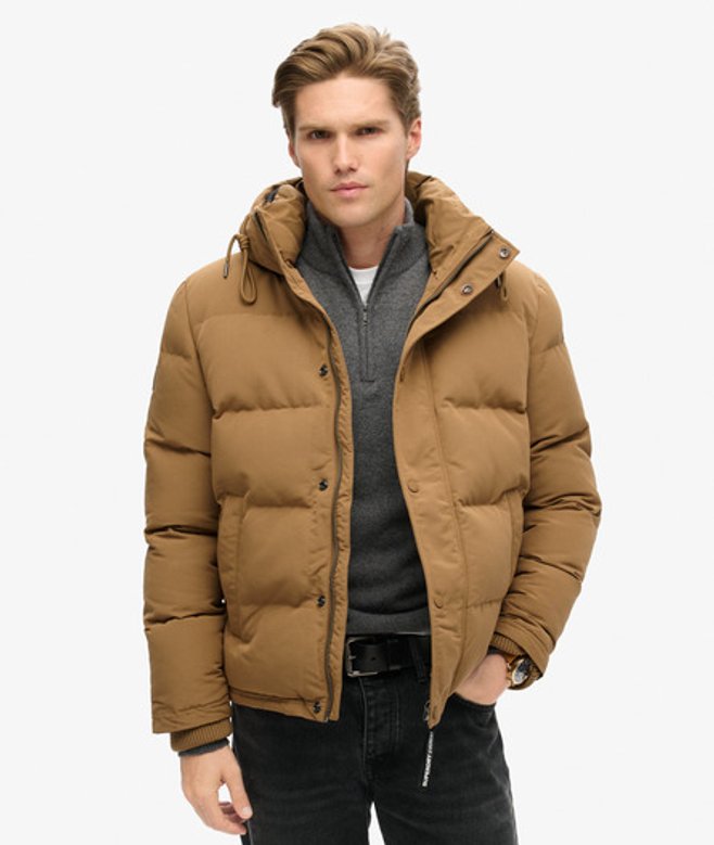 Superdry Men’s Men’s Everest Short Hooded Puffer Jacket Brown Sandstone Brown Superdry Men’s Men’s Everest Short Hooded Puffer Jacket Brown Sandstone Brown