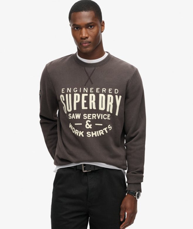 Superdry Men’s Workwear Applique Sweatshirt Black Superdry Men’s Workwear Applique Sweatshirt Black