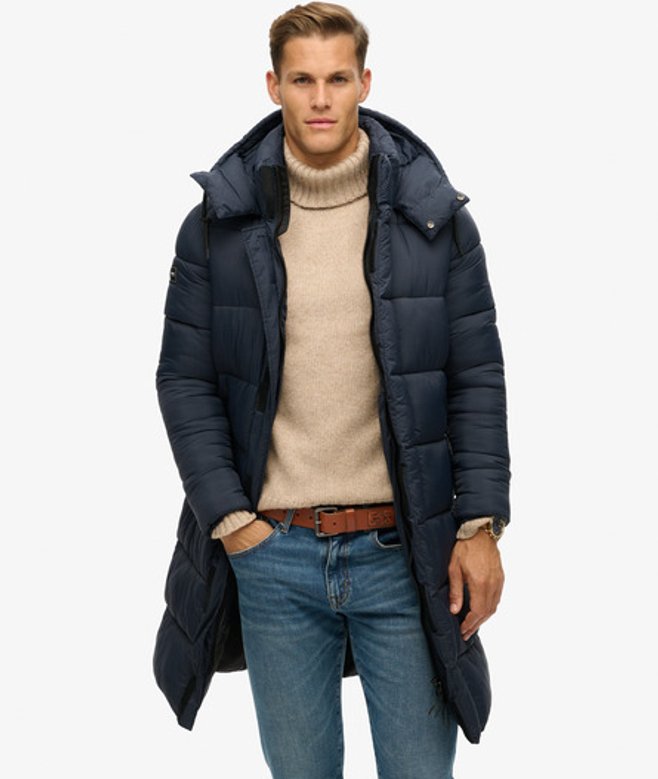 Superdry Men’s Men’s Mens Classic Padded Ripstop Longline Puffer Jacket, Navy Blue Superdry Men’s Men’s Mens Classic Padded Ripstop Longline Puffer Jacket, Navy Blue