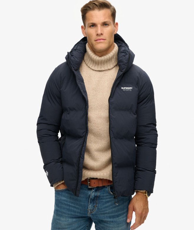 Superdry Men’s Men’s Hooded Boxy Puffer Jacket Navy Eclipse Navy