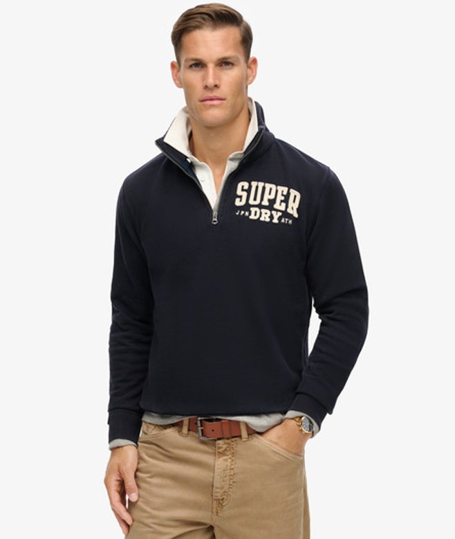 Superdry Men’s Vintage Athletic Zip Half-zip Jumper Navy Superdry Men’s Vintage Athletic Zip Half-zip Jumper Navy