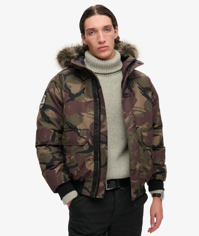 Superdry Men’s Everest Faux Fur Bomber Jacket Green Superdry Men’s Everest Faux Fur Bomber Jacket Green