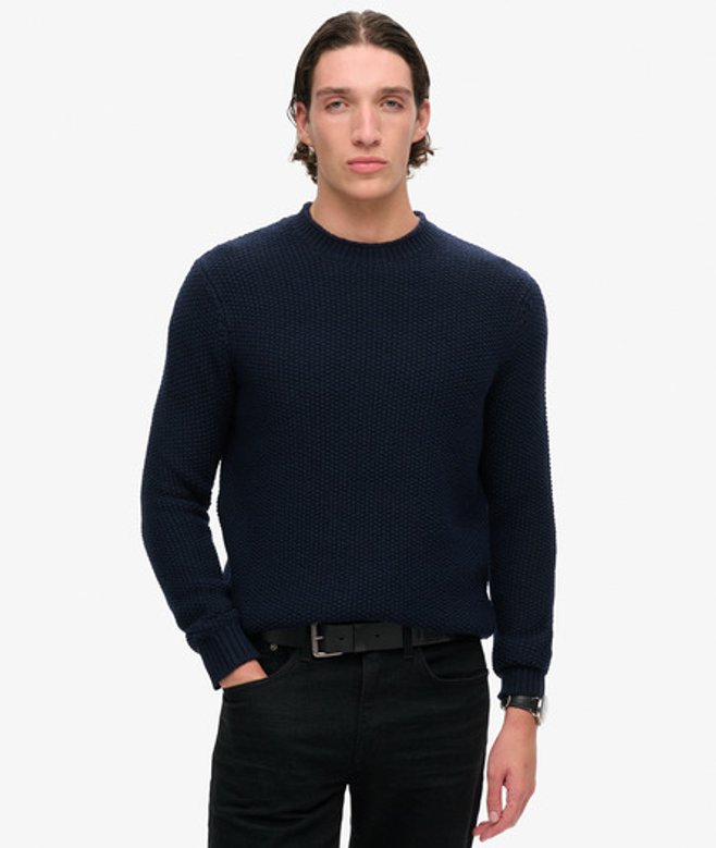 Superdry Men’s The Merchant Store- Textured Crew Jumper Navy Superdry Men’s The Merchant Store- Textured Crew Jumper Navy